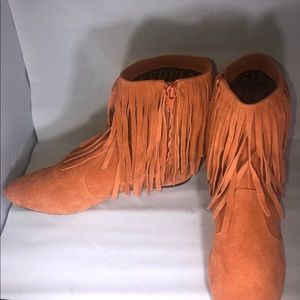 Sam Edelman Ursula Suede Fringe Ankle Boot sz 7.5